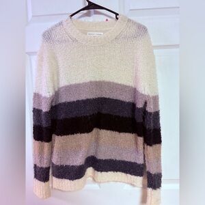 Basin + range wool alpaca blend Beige & Gray Striped Women Sweater